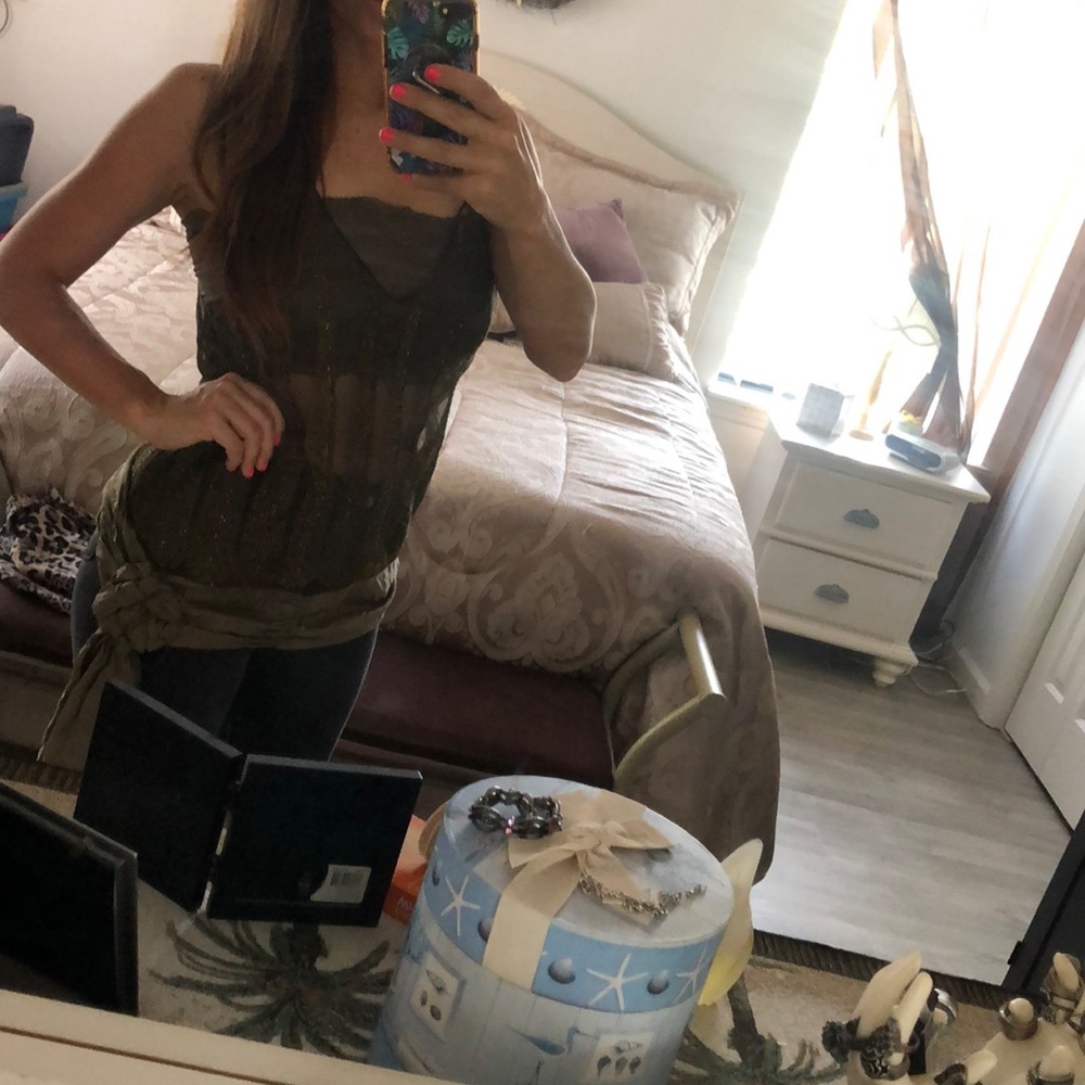 Sheer top with lace bandeau